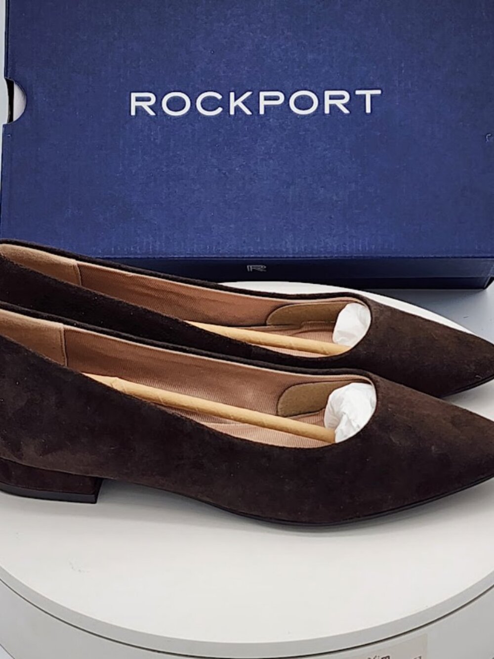 Rockport Tessa Women's Flat Shoes Dark Brown Suede Low Heel Pumps Size 9.5 - Picture 2 of 10
